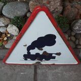 Steam train road sign 1950