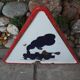 Steam train road sign 1950