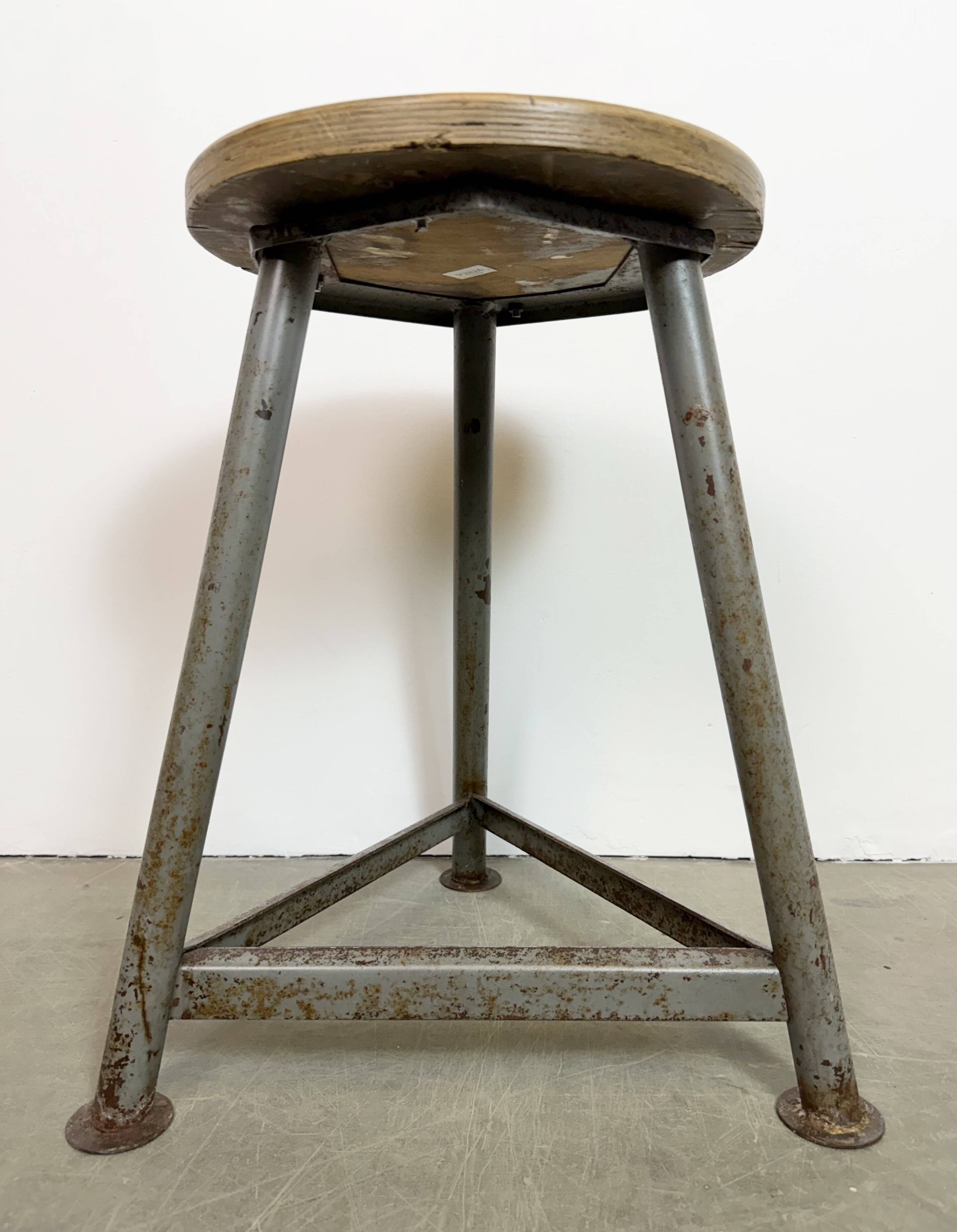 Grey Industrial Workshop Stool, 1960s