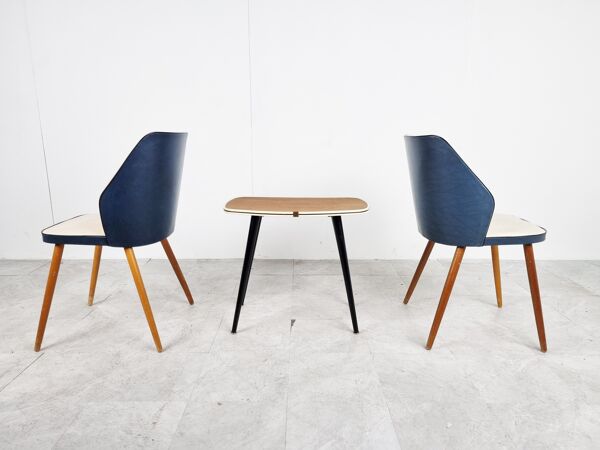 Paire de fauteuils vintage avec table Belgique des années 1960
