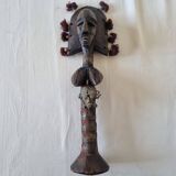 Scepter decorated with a female figure in wood and brass