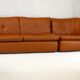 Imitation leather sofa "caramel". Convertible. France, circa 1990