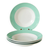 Set of 4 Badonviller deep plates with mint borders, 1960.