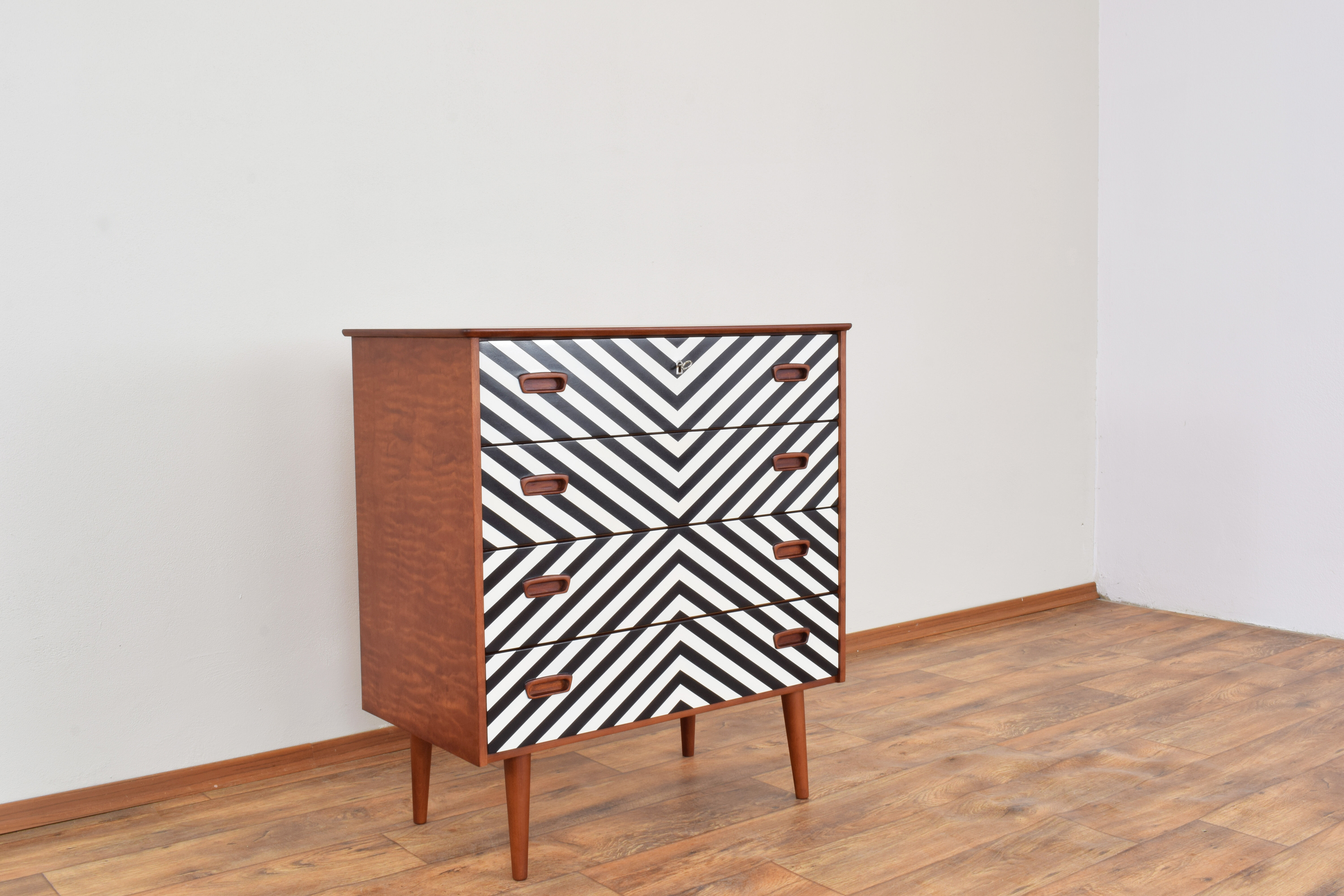 Mid-Century Danish Op-Art Chest of Drawers, 1960s.