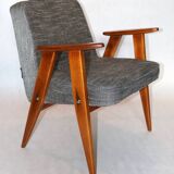Vintage 366 Black & White Easy Chair by Józef Chierowski, 1970s