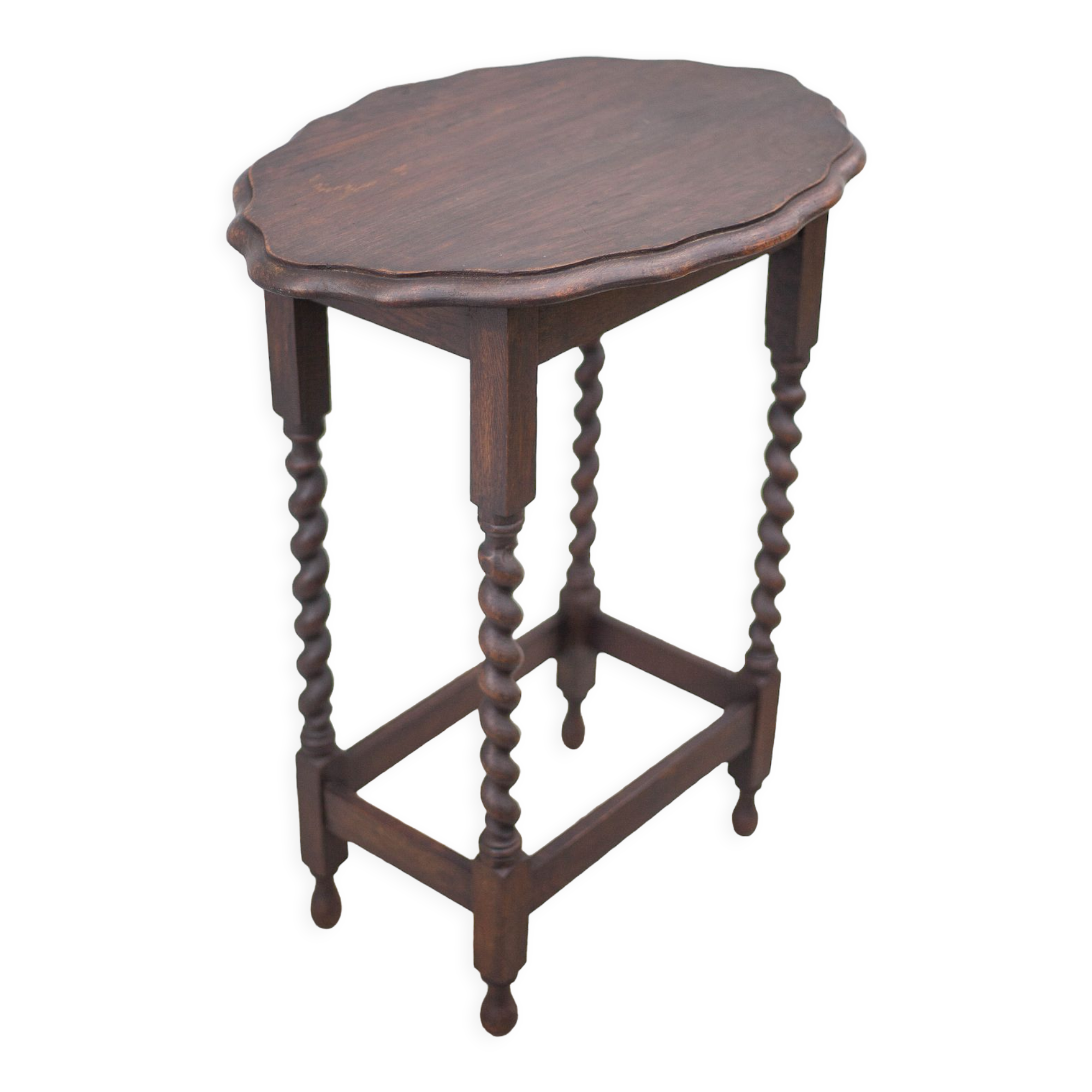 Table bois pieds tournés, table console bois, table ovale, sellette, porte-plante
