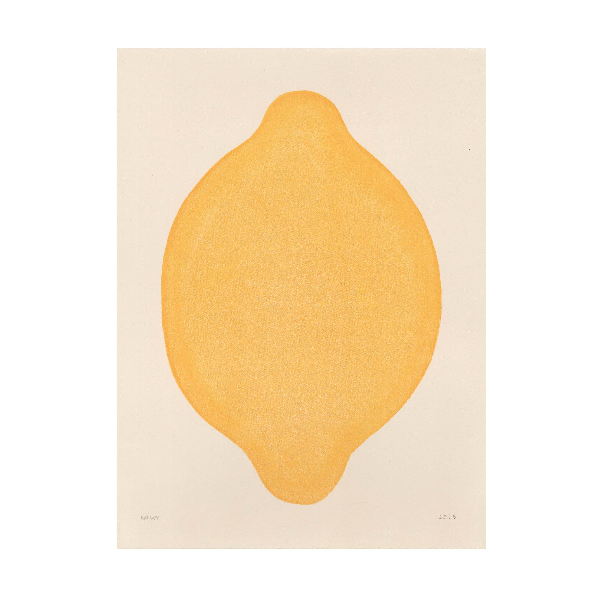 Contemporary painting on paper 30x40cm lemon signed eawy