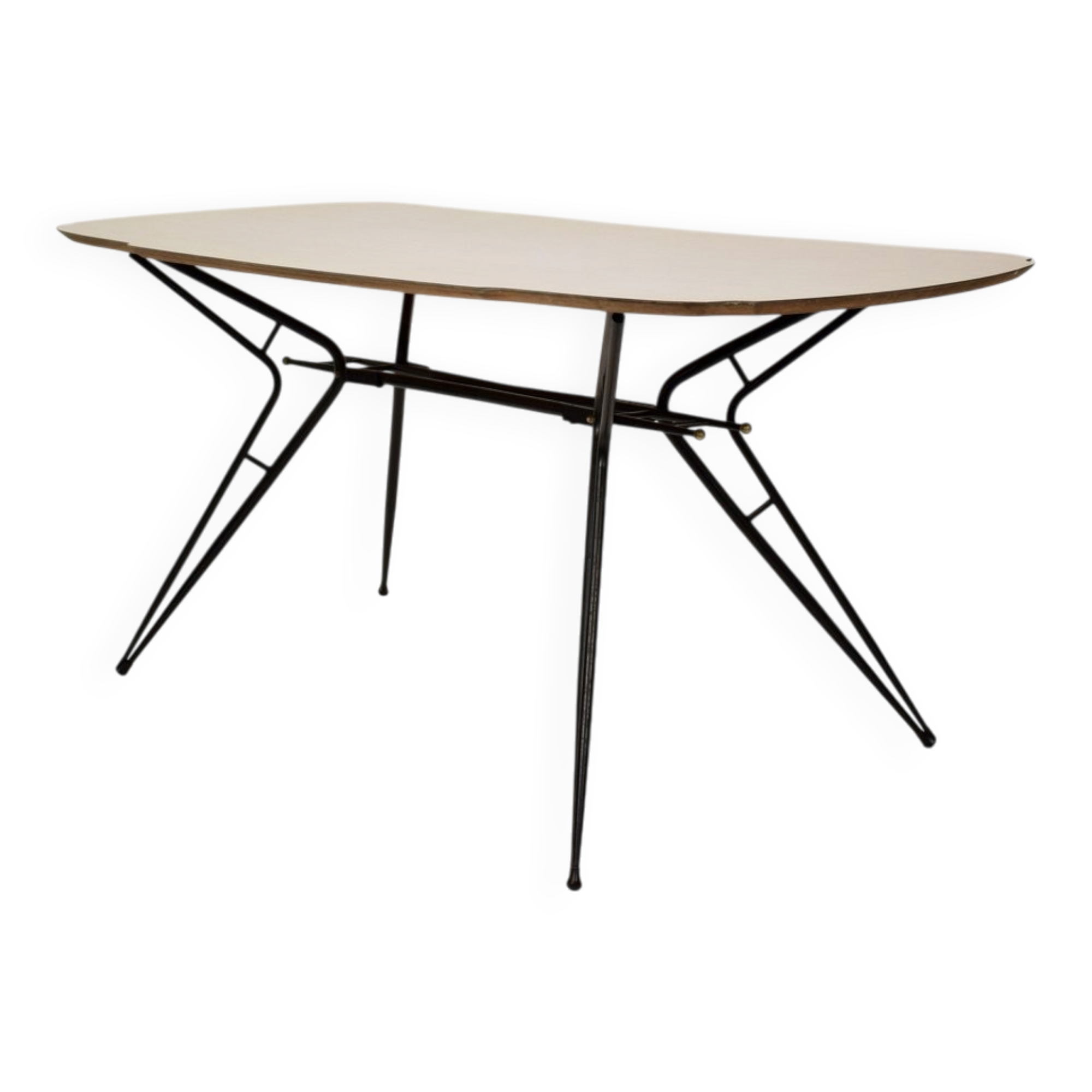 Mid-Century Italian Dining Table in Black Lacquered Metal and Formica, 1952