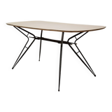Mid-Century Italian Dining Table in Black Lacquered Metal and Formica, 1952