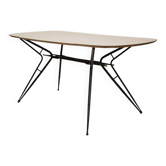 Mid-Century Italian Dining Table in Black Lacquered Metal and Formica, 1952