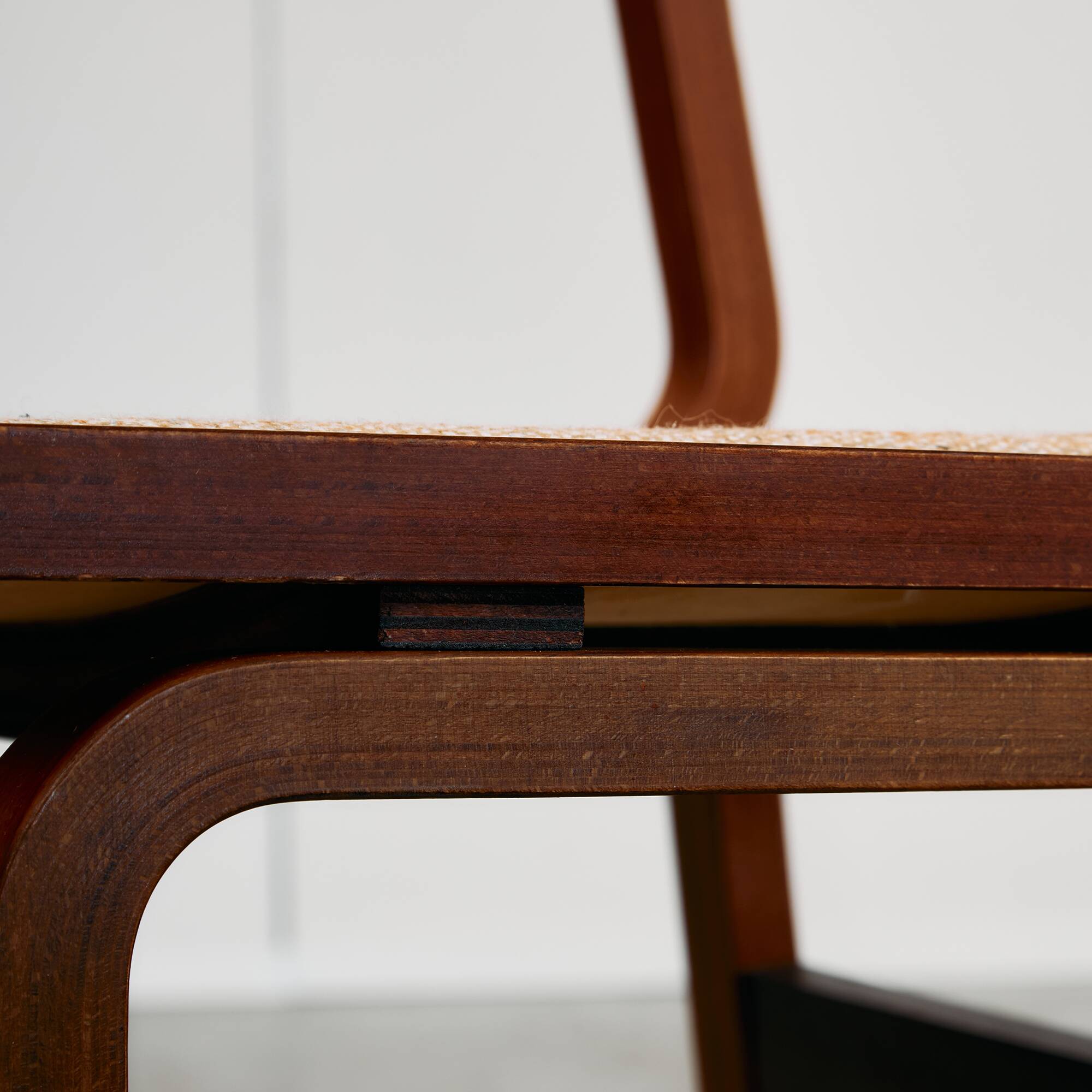 Mid-Century Bentwood Chair Set in Stained Beech with Wool Upholstery