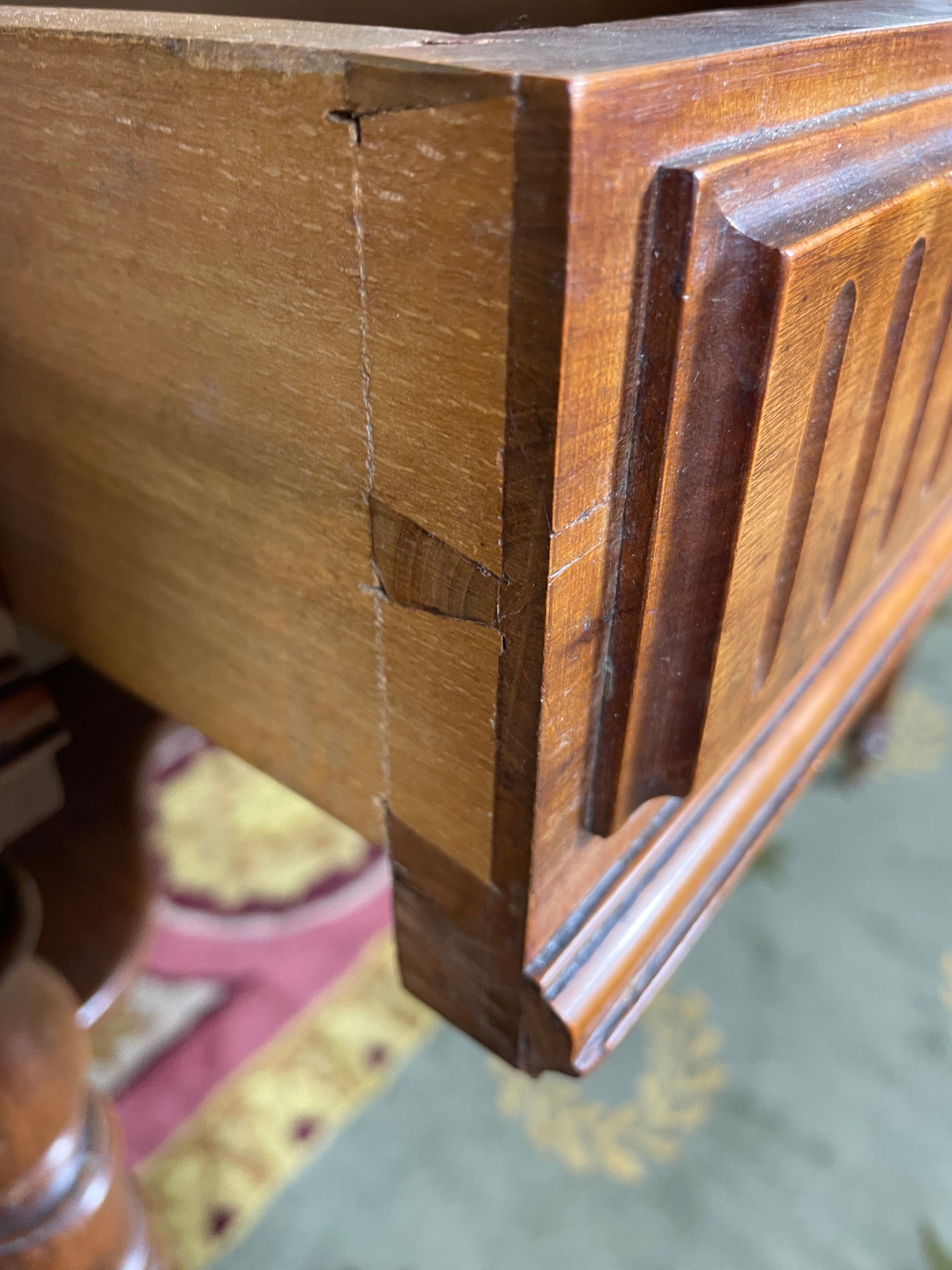 Dressing table - Wash table in walnut and white marble