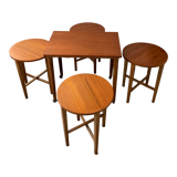 Scandinavian set by Poul Hundevad table and 4 folding teak stools