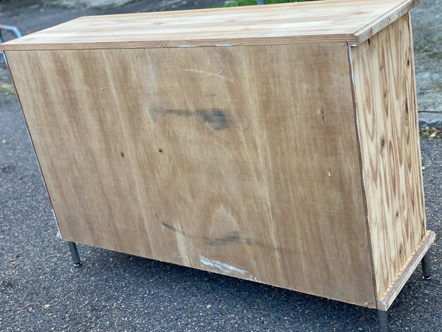 Renovated 3-door sideboard in raw solid wood 147cm