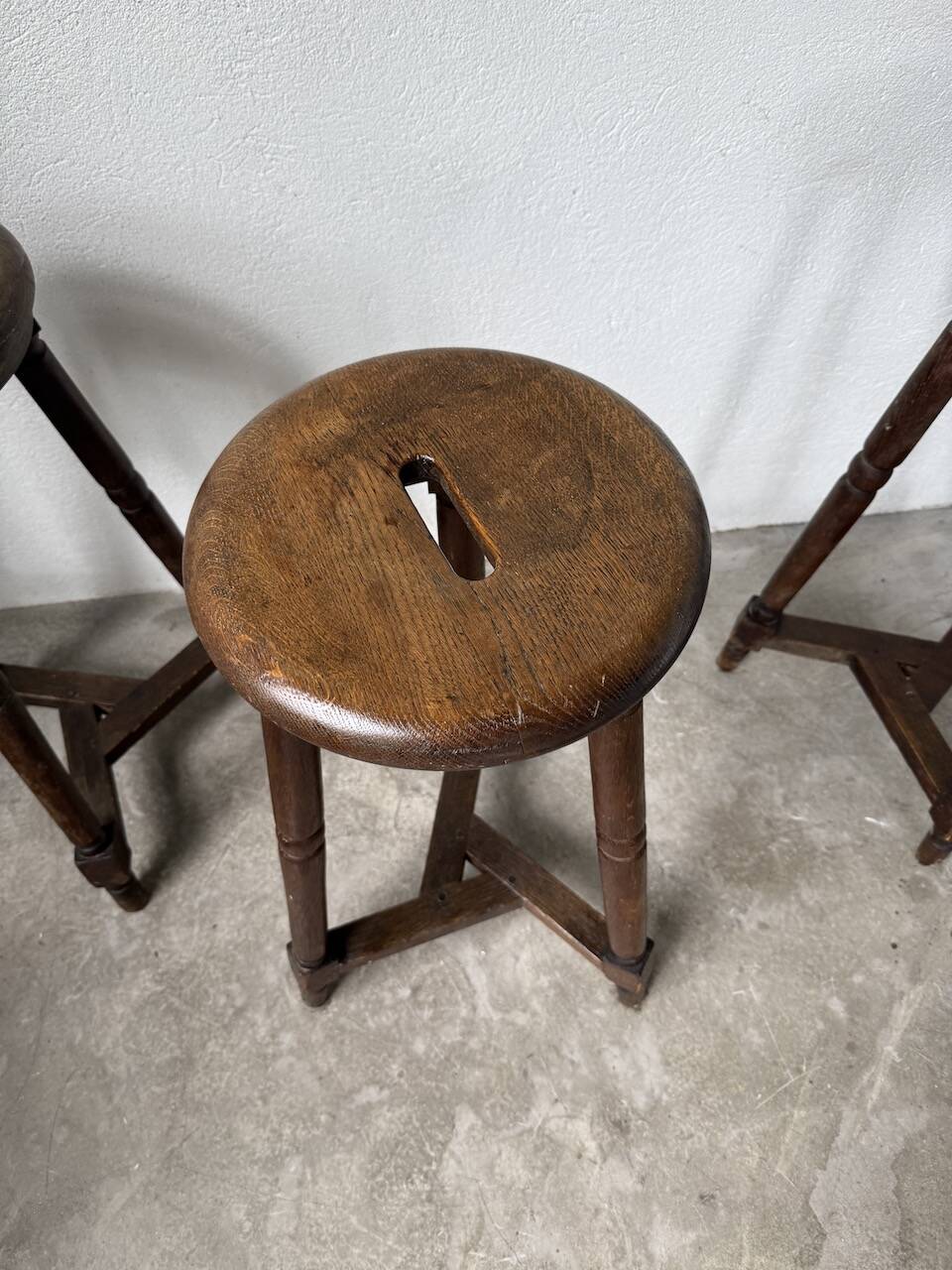 Oak bistro stools 1950