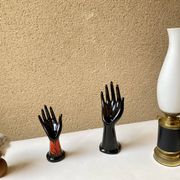 Vase ring pair of hand black ceramic vintage 80s