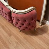 Upholstered bed in rosewood fabric