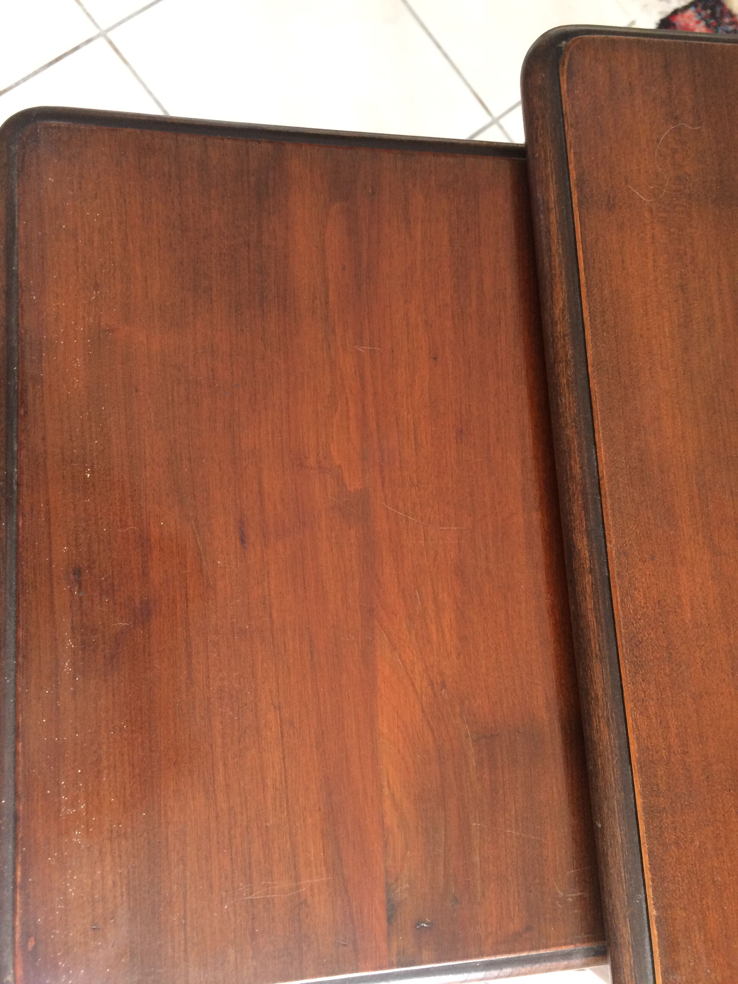 3 old pull-out tables in mahogan