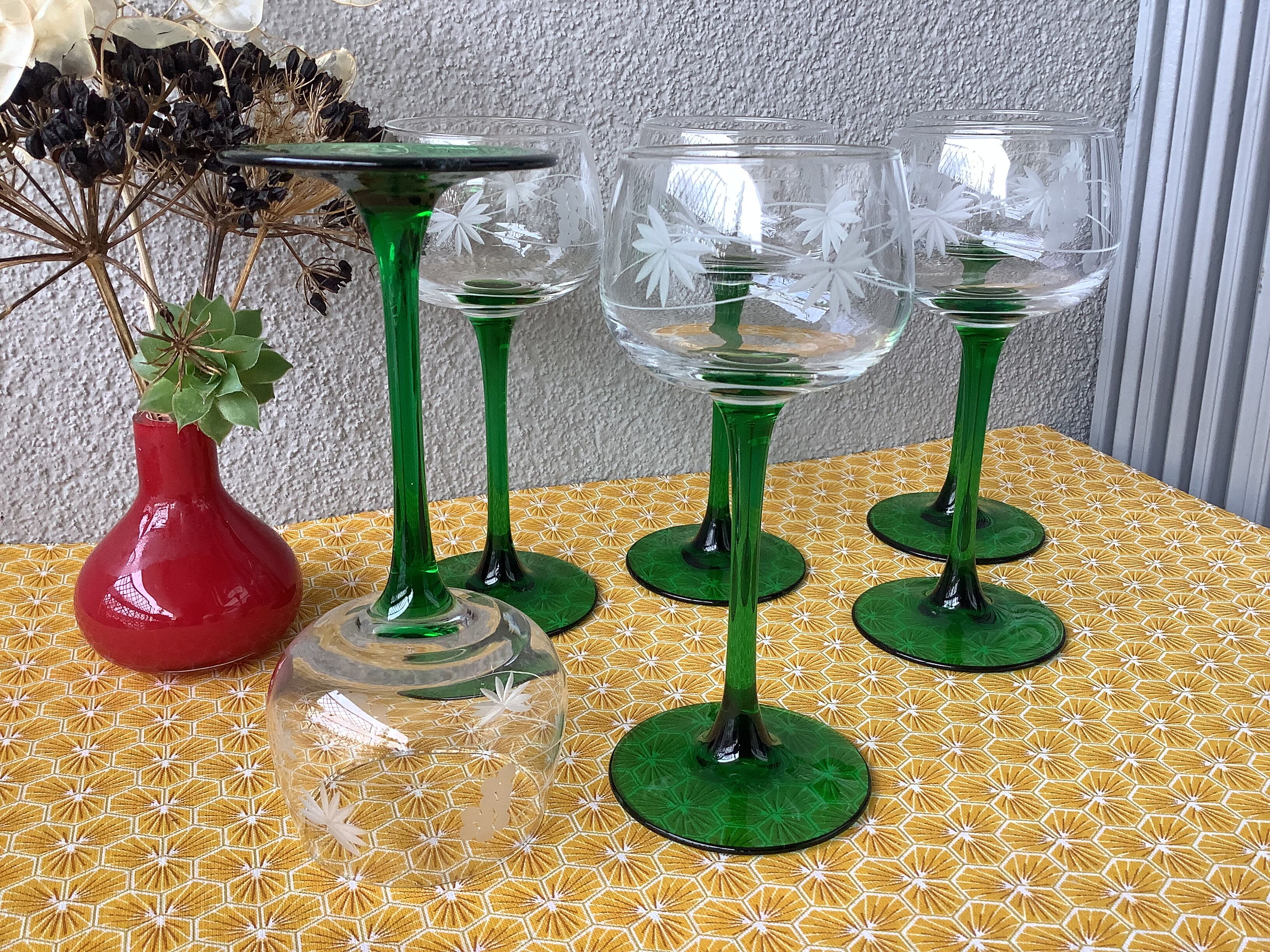French Roemer Alsace glasses chiseled Luminarc