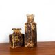 Two Swedish Vases, brutalist, stoneware and glazed collar, Curt Magnus Addin.
