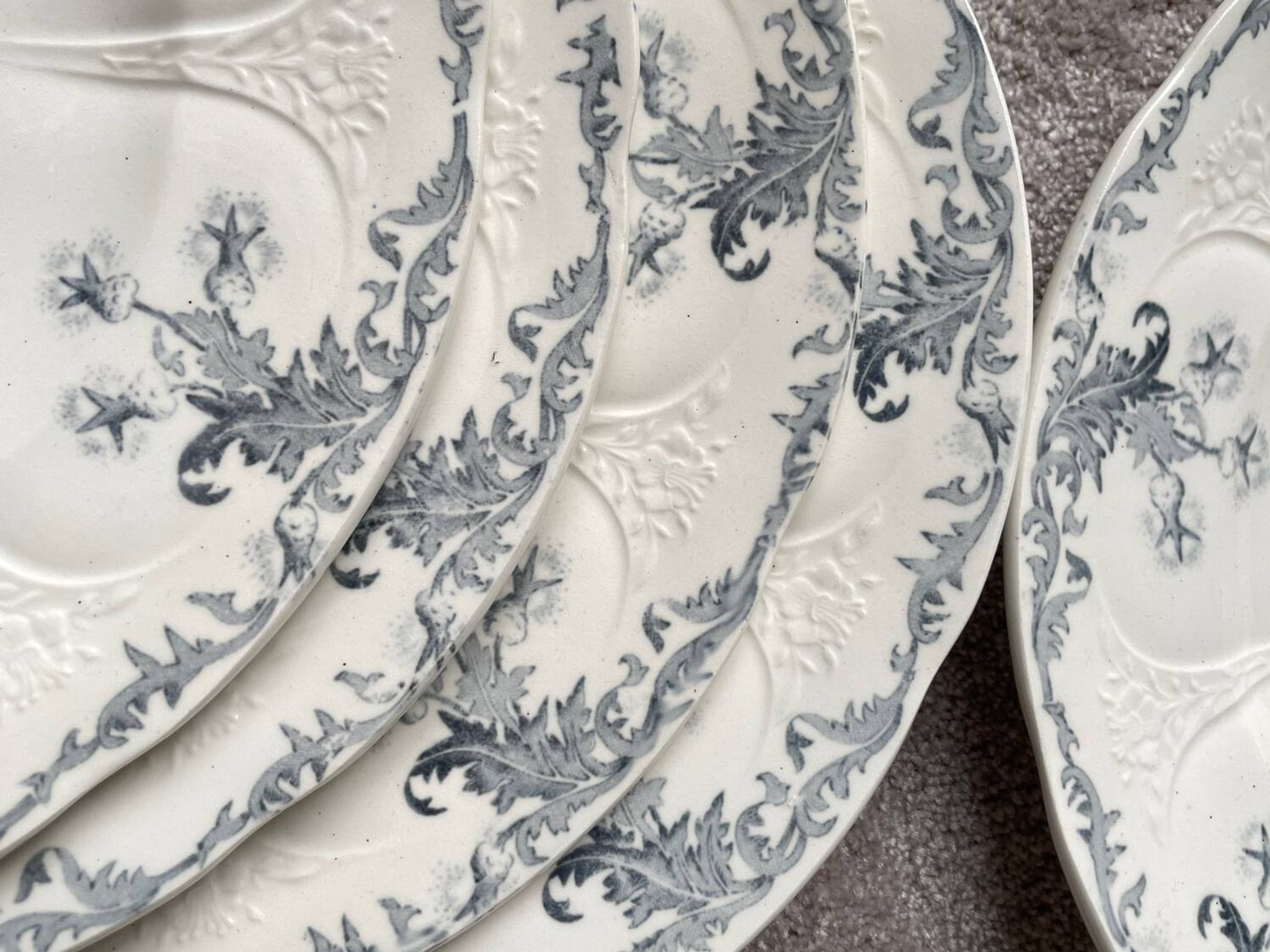 6 Flat Plates Terre de Fer Longwy Model Lorrain
