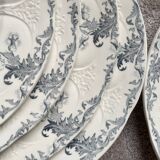 6 Longwy Ironstone Flat Plates, Lorraine Pattern