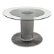 Italian Pedestal Dining Table in Chrome and Glass