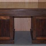 George III double-sided partner's desk in walnut circa 1780 with original handles.