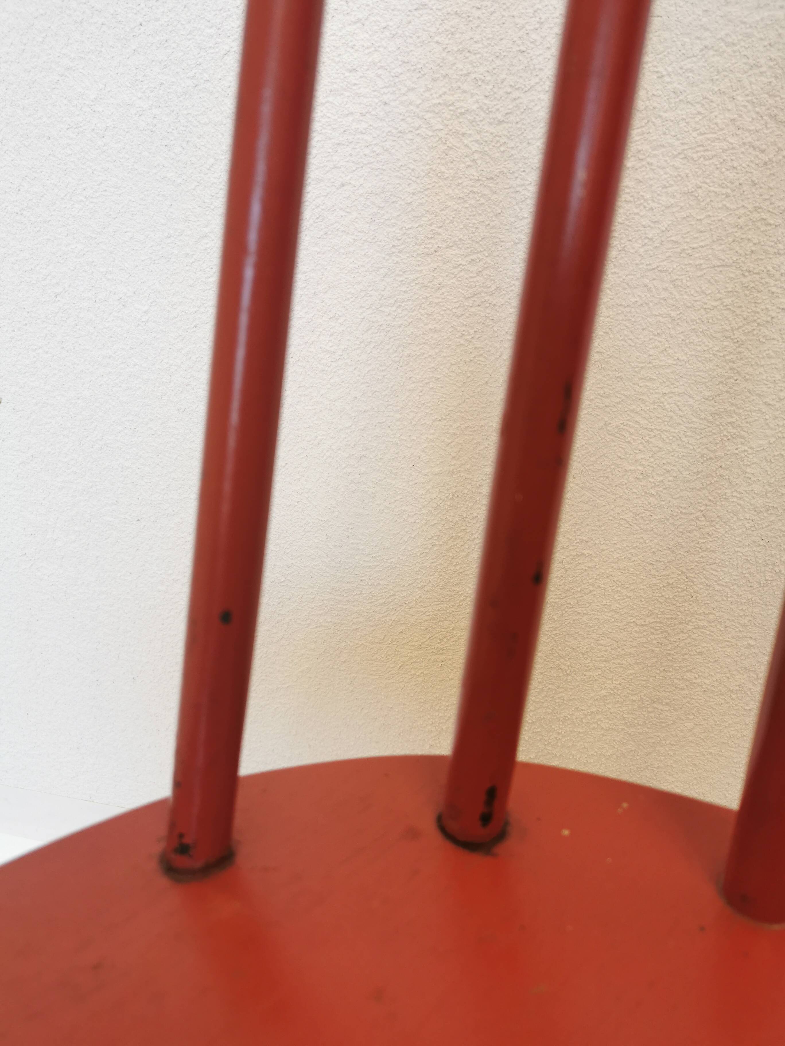 Vintage Coral Red Dining Chair: Ilmari Tapiovaara Style, Stol Kamnik 1960s