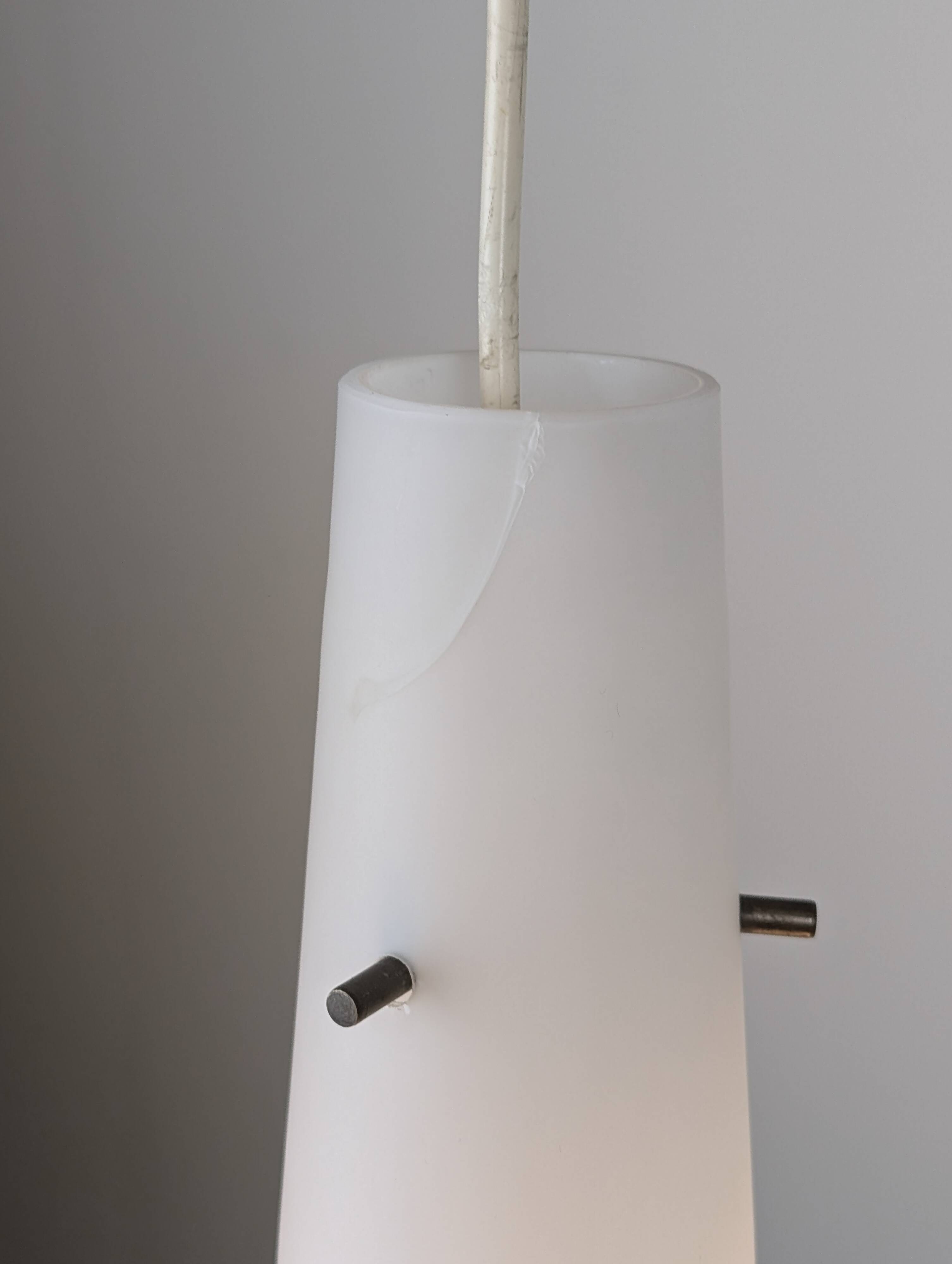 Italian Pendant Lamp with Opaline Shades & Brass, Stilnovo Style, 1950s