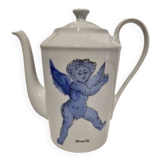 Guillaume Corneille (1922-2010) Limoges Porcelain Teapot The Blue Angel after Rubens