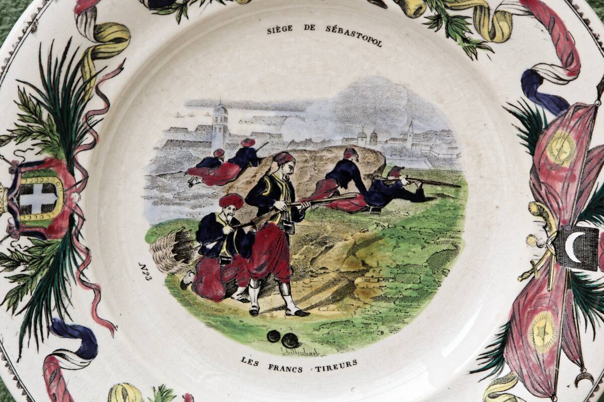 Set of 10 plates Creil & Montereau, Siege of Sebastopol, fine earthenware
