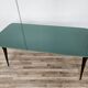 Mid-century mahogany dining table with aquamarine glass top
