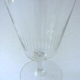Suite of six art-deco glasses with red wine in modernist shape in cut crystal