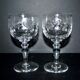 2 verres à vin ballon Saint-Louis en cristal gravé à l’acide Rocaille