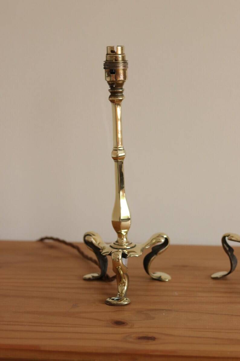 Pair Of Victorian Antique Brass Pullman Railway Carriage Table Lamps