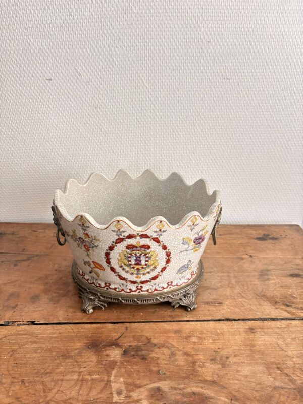 Ancien Jardinière Cache Pot Maison Samson 1866 XIXème Compagnie Indes