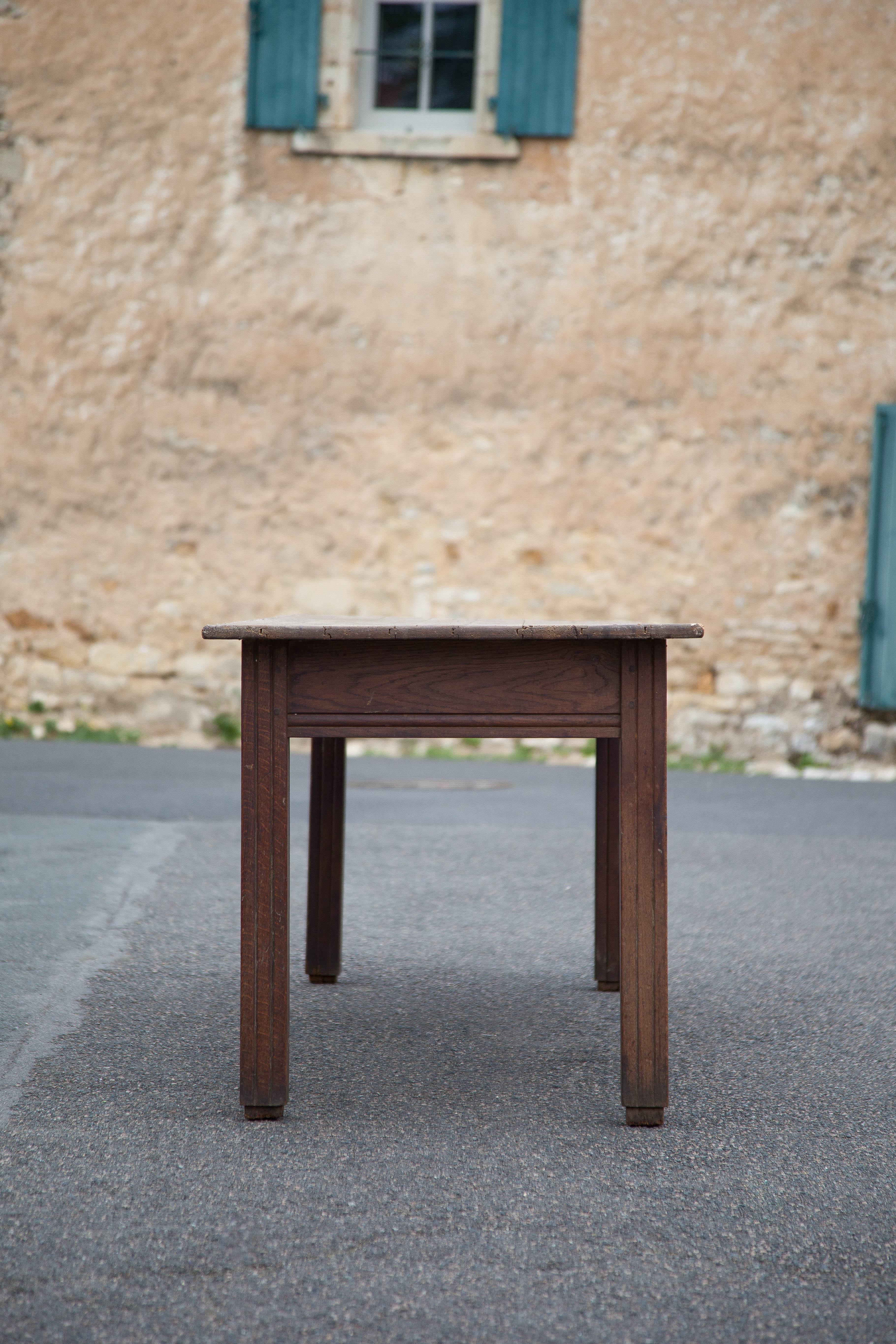 Antique farmhouse table, antique wood dining table, large table with 1 drawer