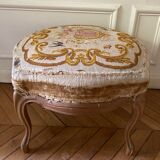 Stool of movable shape in molded natural wood Louis XV style