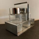 Italian salt and pepper shaker in stainless steel and Alessi glass, 1980