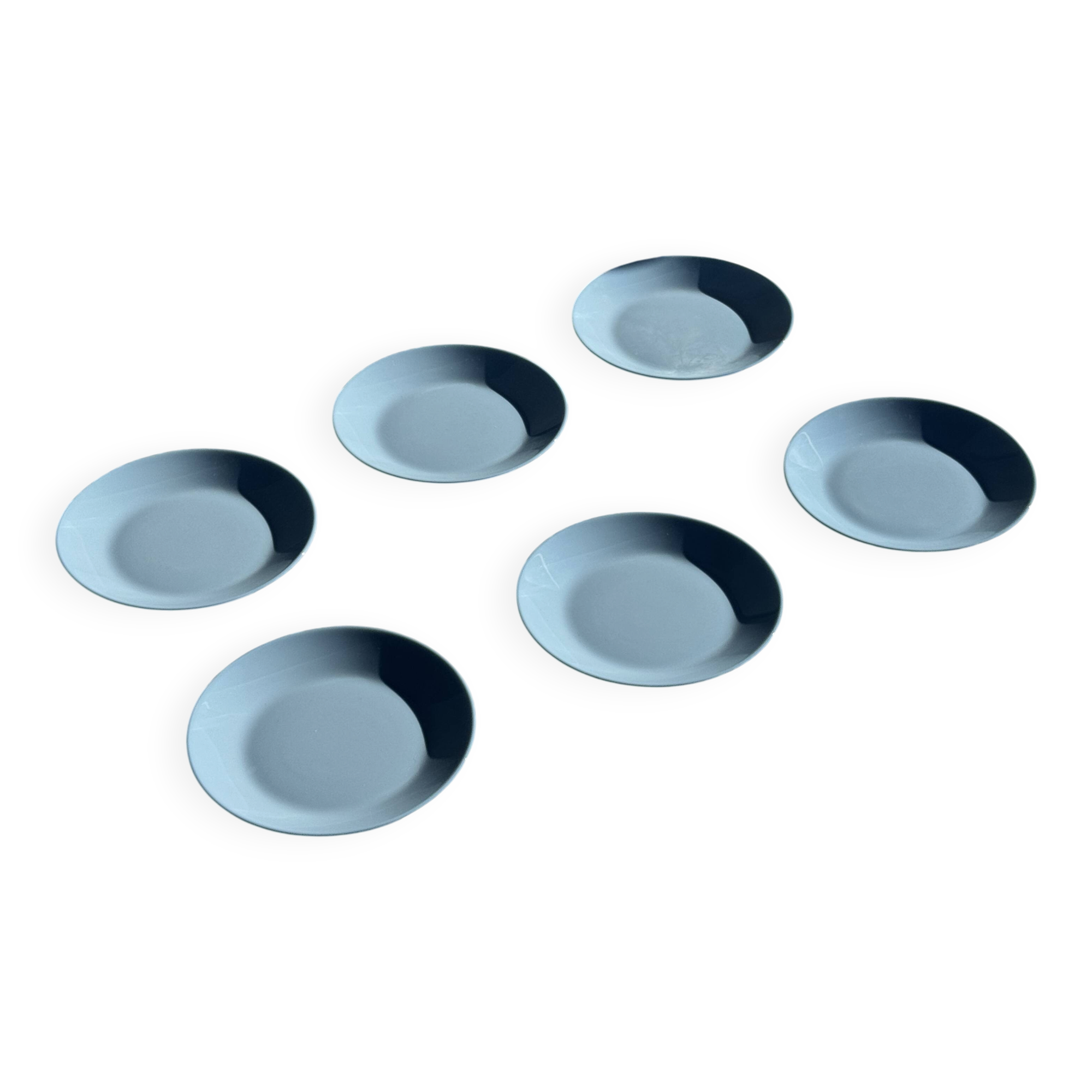 Lot de 6 assiettes à dessert bleues vintage