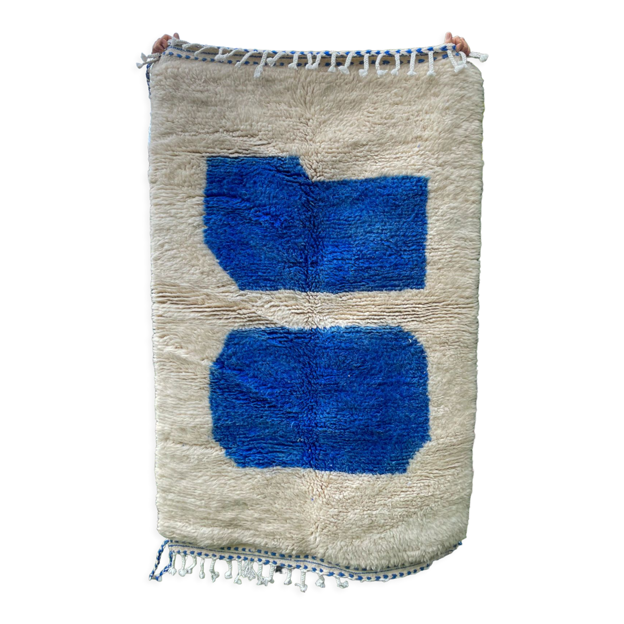 Moroccan Berber carpet white and blue modern Majorelle