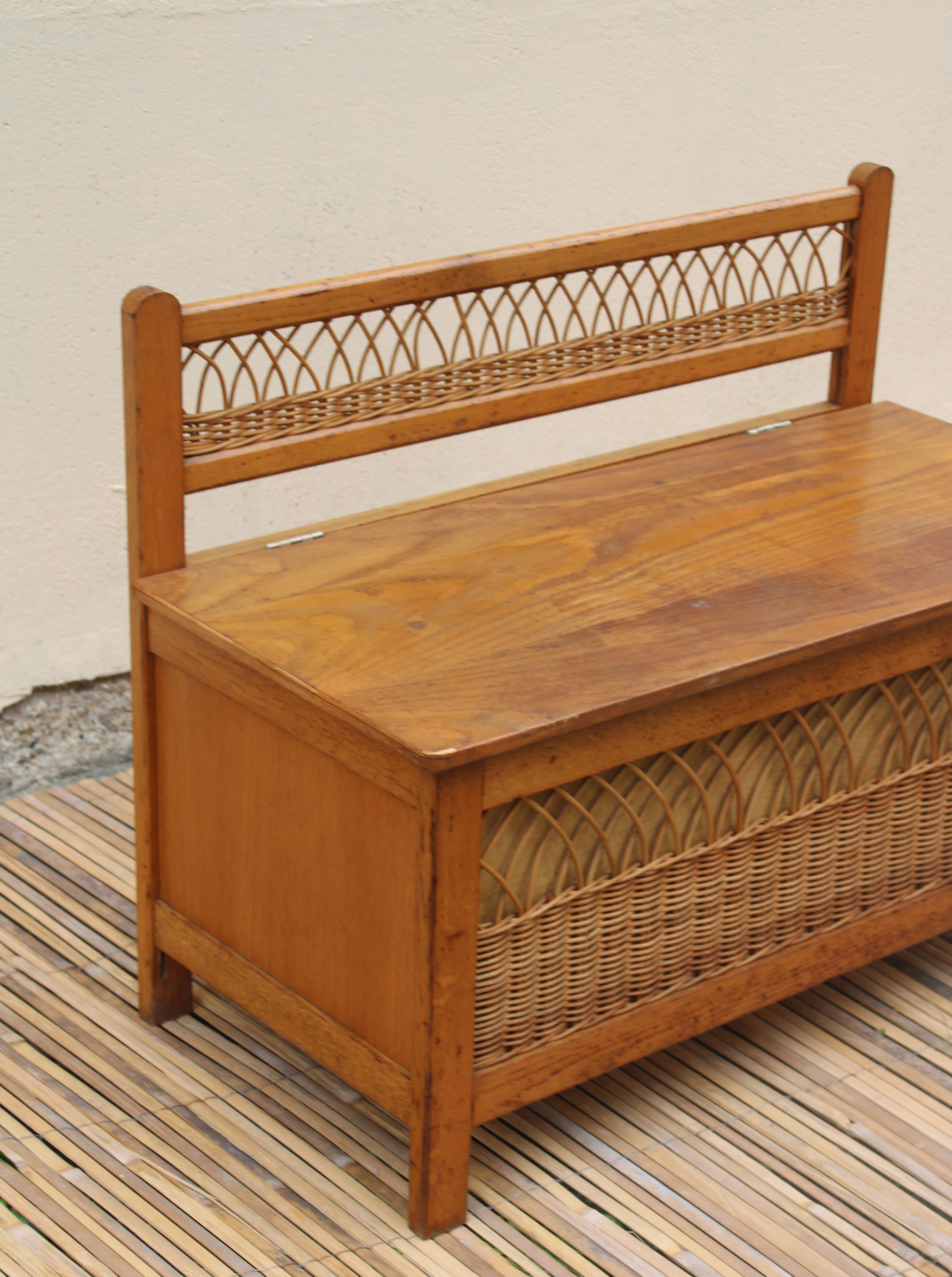 Wooden chest and rattan
