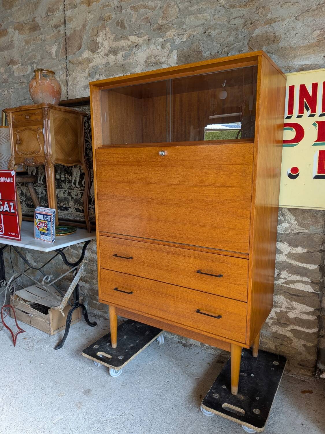Secrétaire Vintage "Brissac" – Chêne Blond & Design Reconstruction – 1