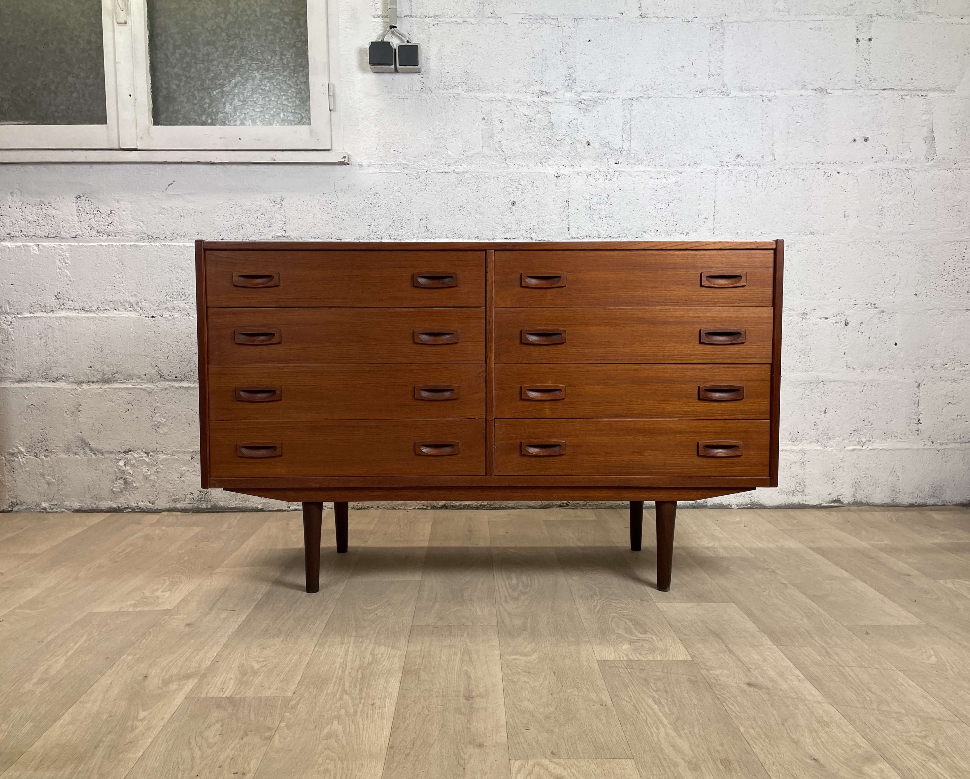 Double vintage Scandinavian teak chest of drawers, 60s