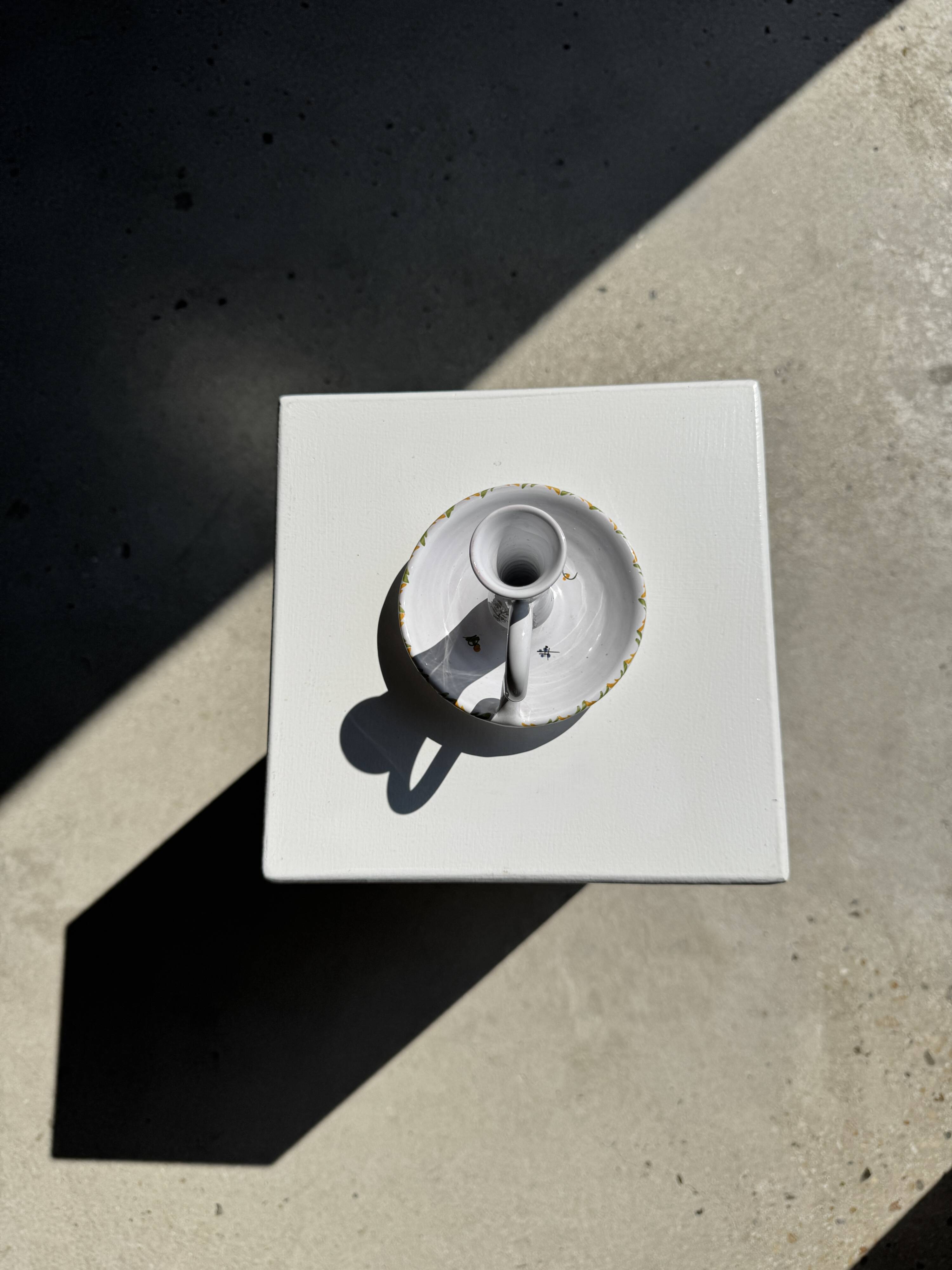 Small terracotta hand candle holder Moustiers H11.5 D12