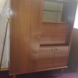 1960s teak veneer secretary with sliding display cabinet.