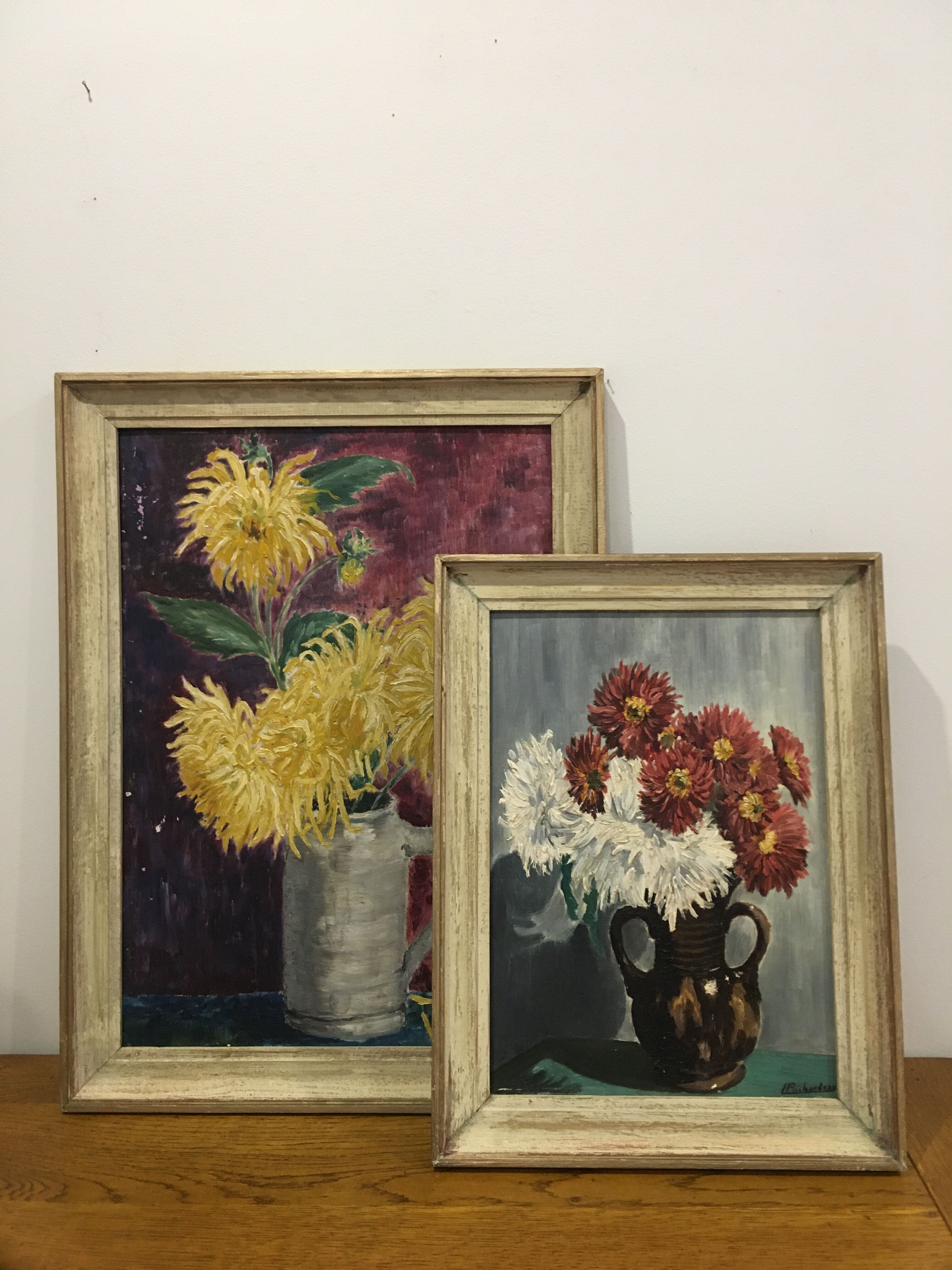 Peinture bouquet de dahlias
