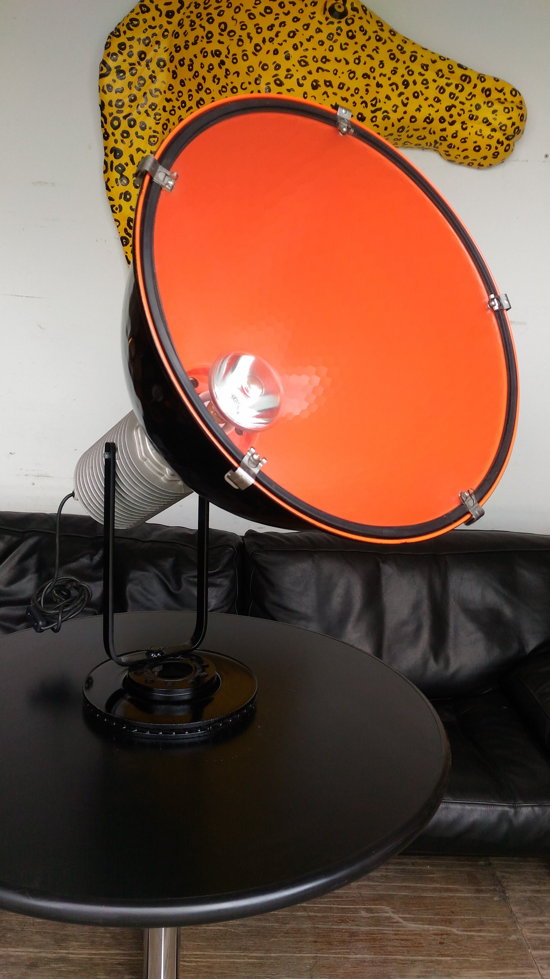 Industrial projector on pedestal