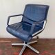 Vintage navy Blue Leather Office Chair by Wilkhahn
